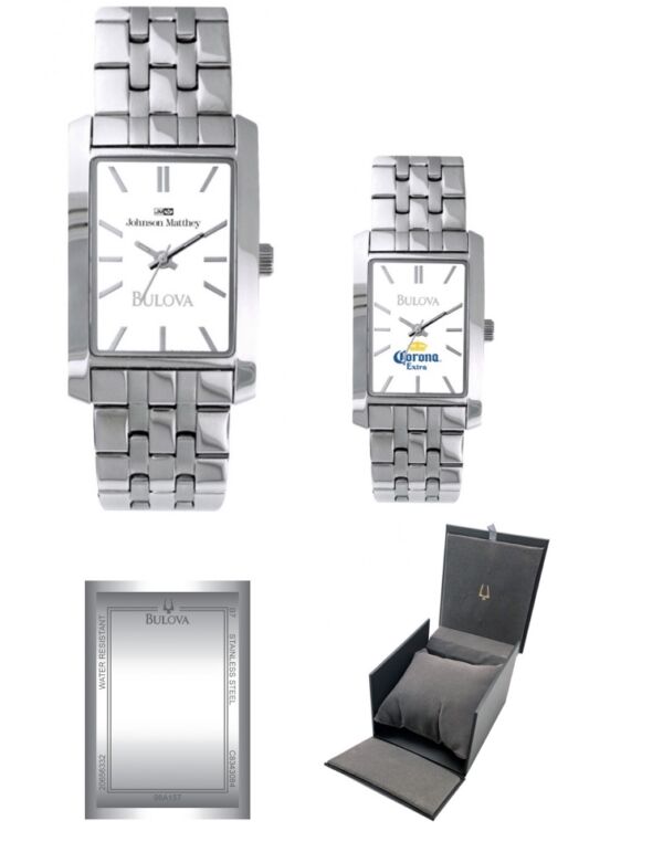 Reloj Bulova rectangular en acero inoxidable, con extensible metálico ...
