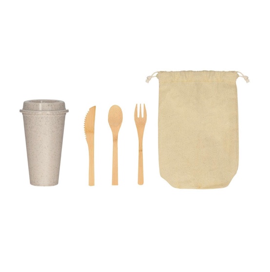 Set de cubiertos y Termo Tobalá-Beige