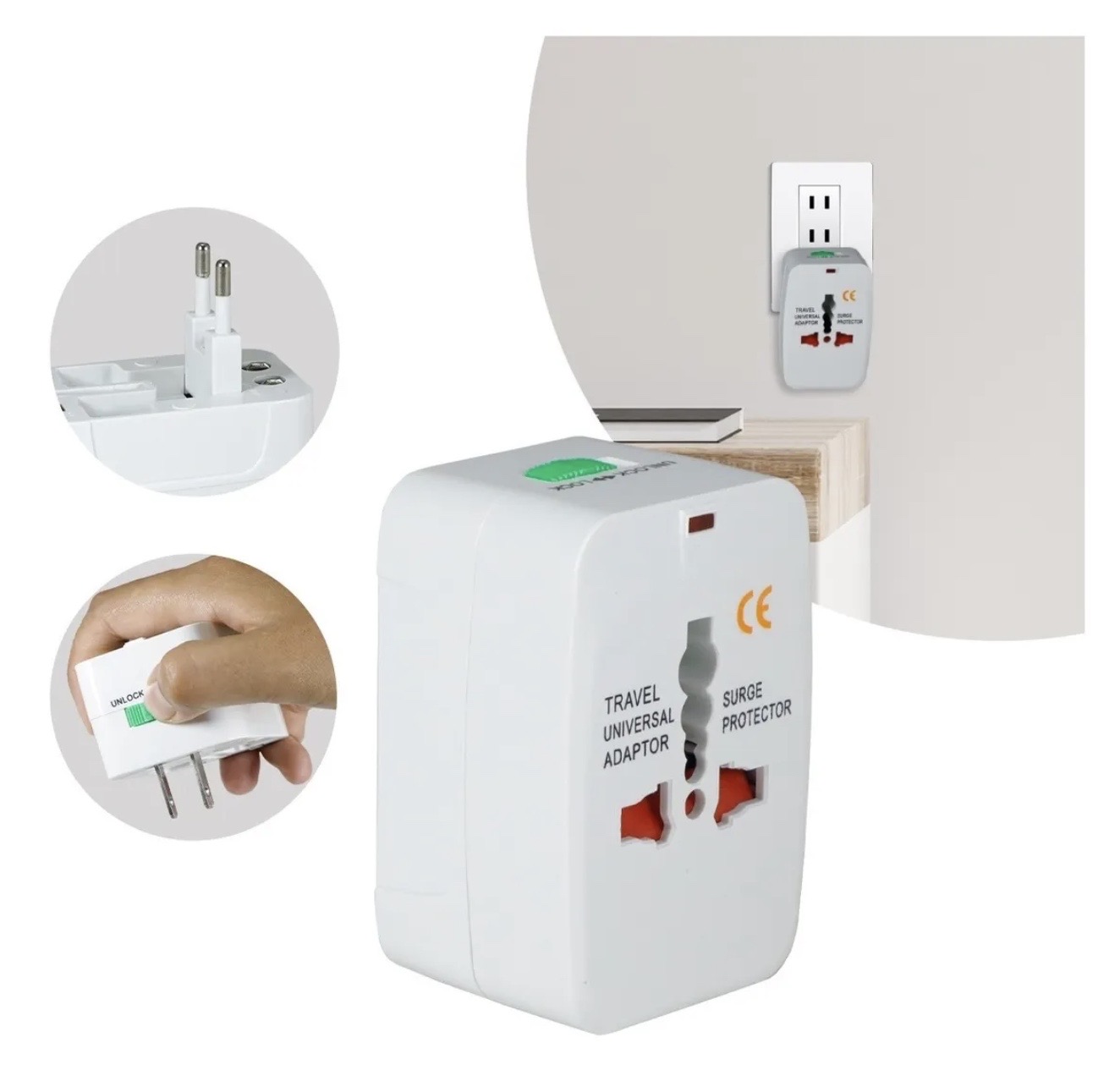 ADAPTADOR DE CORRIENTE INTERNACIONAL 4 EN 1-BLANCO